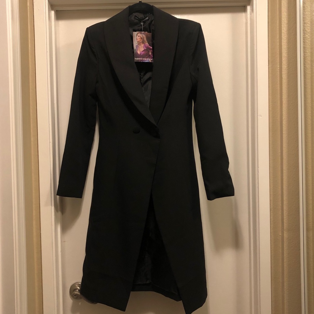 Black Trench Coat by Naked Wardrobe NWT